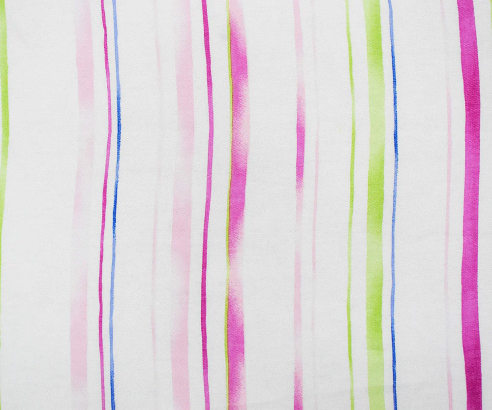 Pink-White-Multi Poly Stripe Printed Chiffon Woven Fabric - Image 4