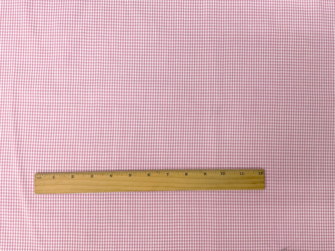 Pink-White Poly Cotton Check Gingham Woven Fabric - Image 4