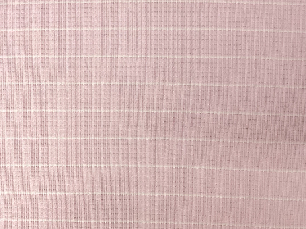Pink-White Poly Rayon Stretch Stripe Pointelle Rib Knit Fabric - Image 2