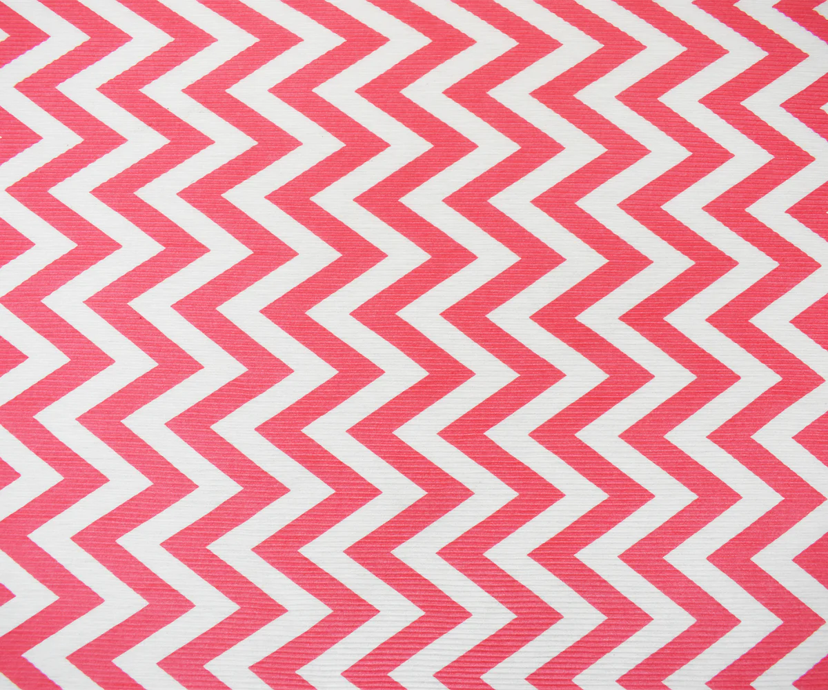 Pink-White Poly Stretch Spandex Chevron Print Pleated Jersey Knit Fabric - Image 3