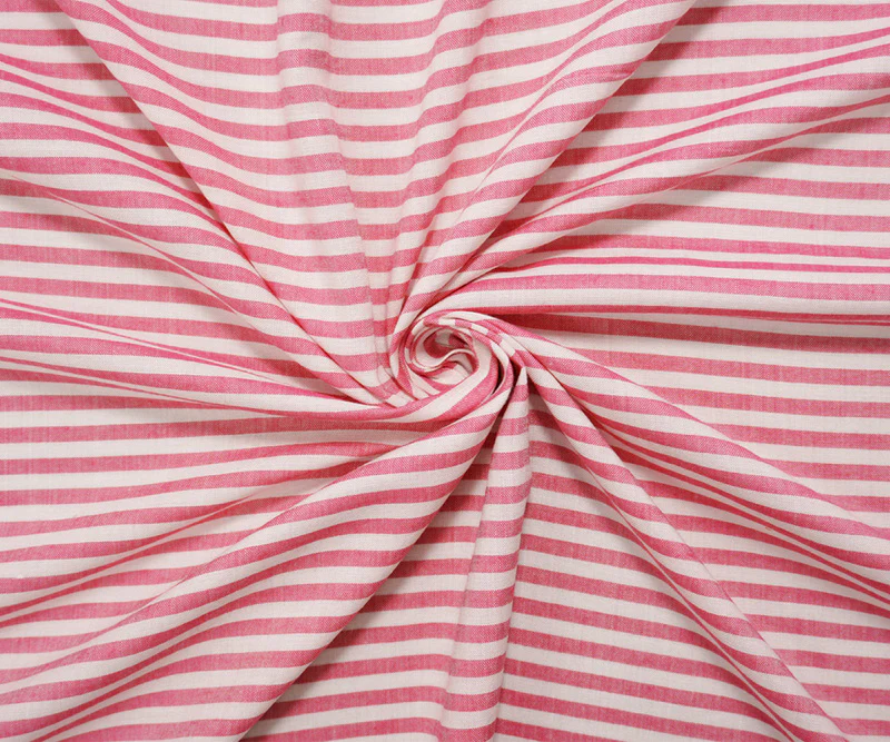 Pink-White Rayon Stripe Challis Woven Fabric - Image 2