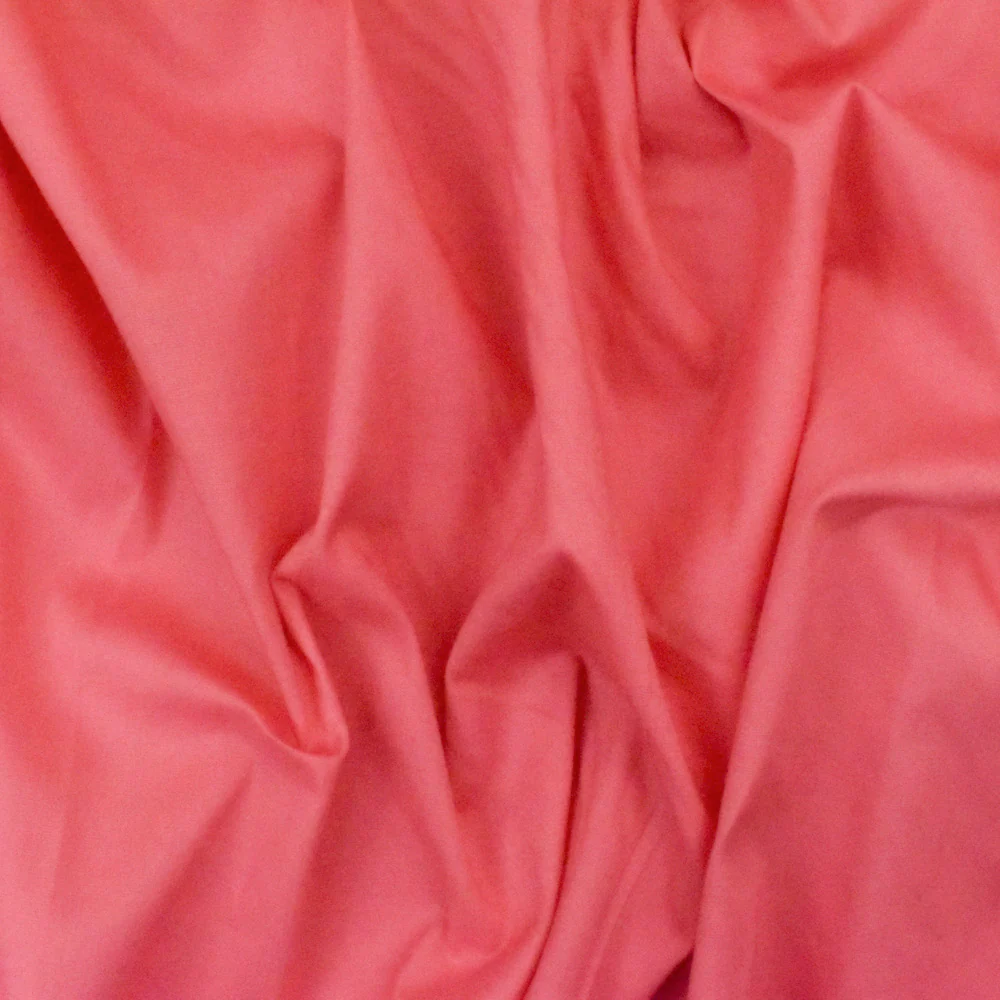 Punch Pink Solid Stretch Cotton Poplin Woven Fabric - Image 3
