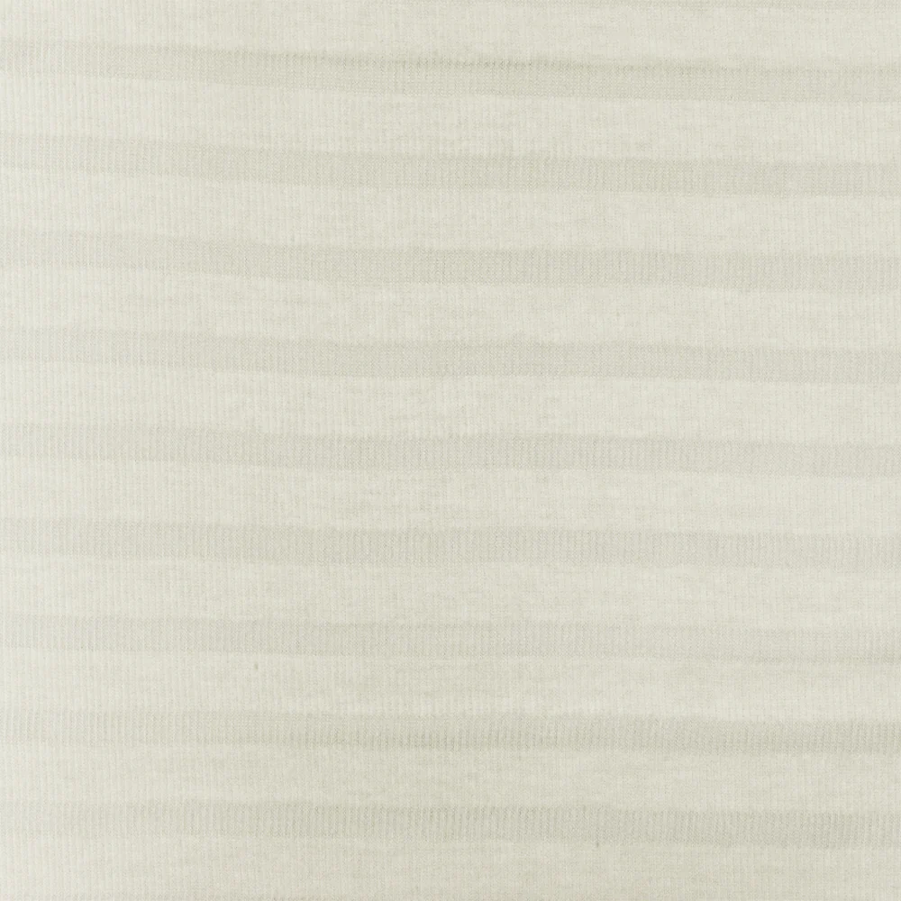 Pure Ivory-Ivory Stripe Stretch Cotton 2X2 Rib Knit Fabric