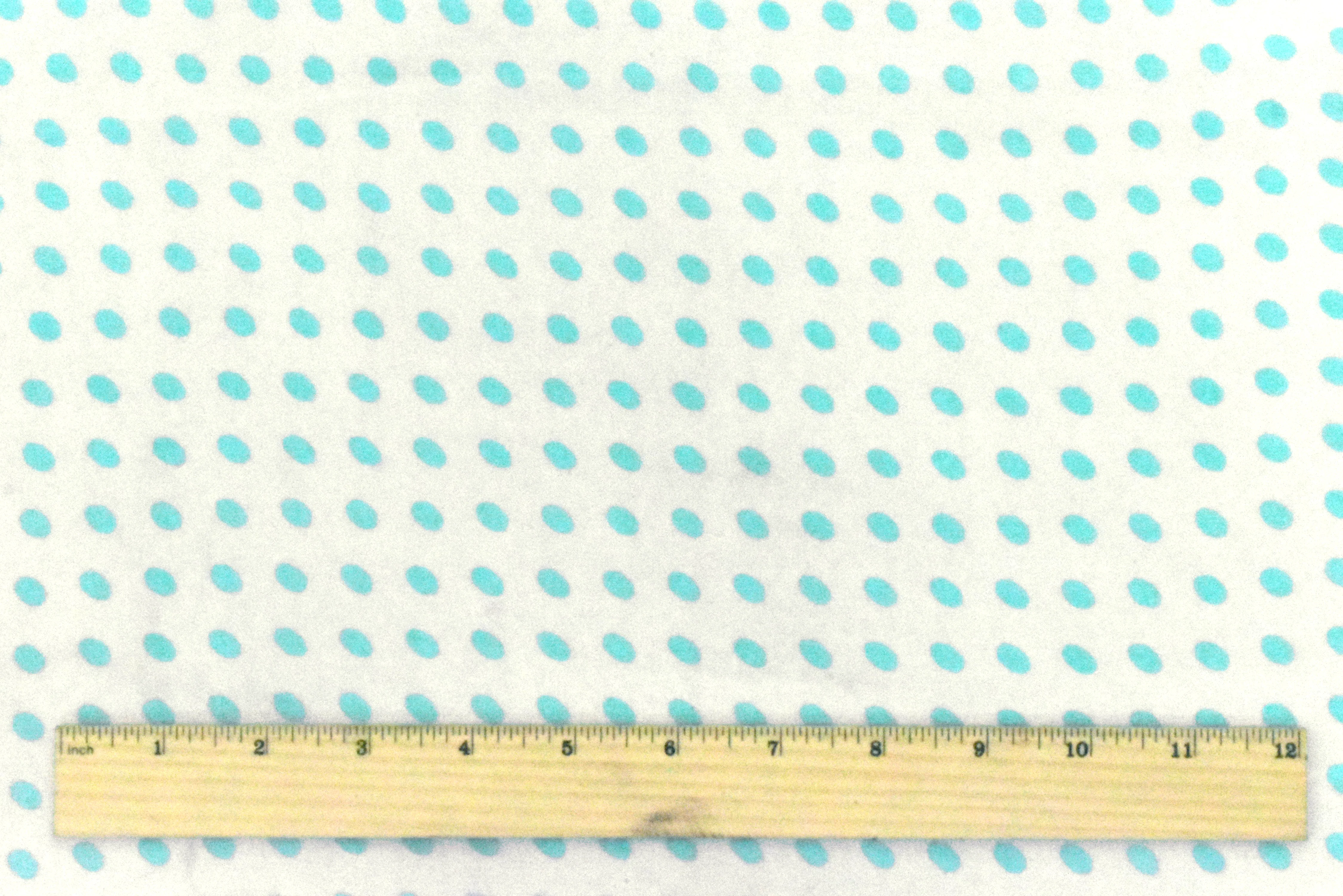 Pure White-Aqua Dot Printed Poly Chiffon Woven Fabric - Image 4