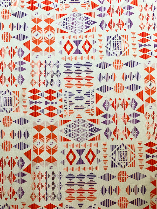 Purple and Red Multi Print Rayon Challis Fabric - Image 2