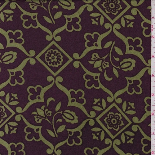 Purple/Avocado Baroque Matte Jersey Knit Fabric