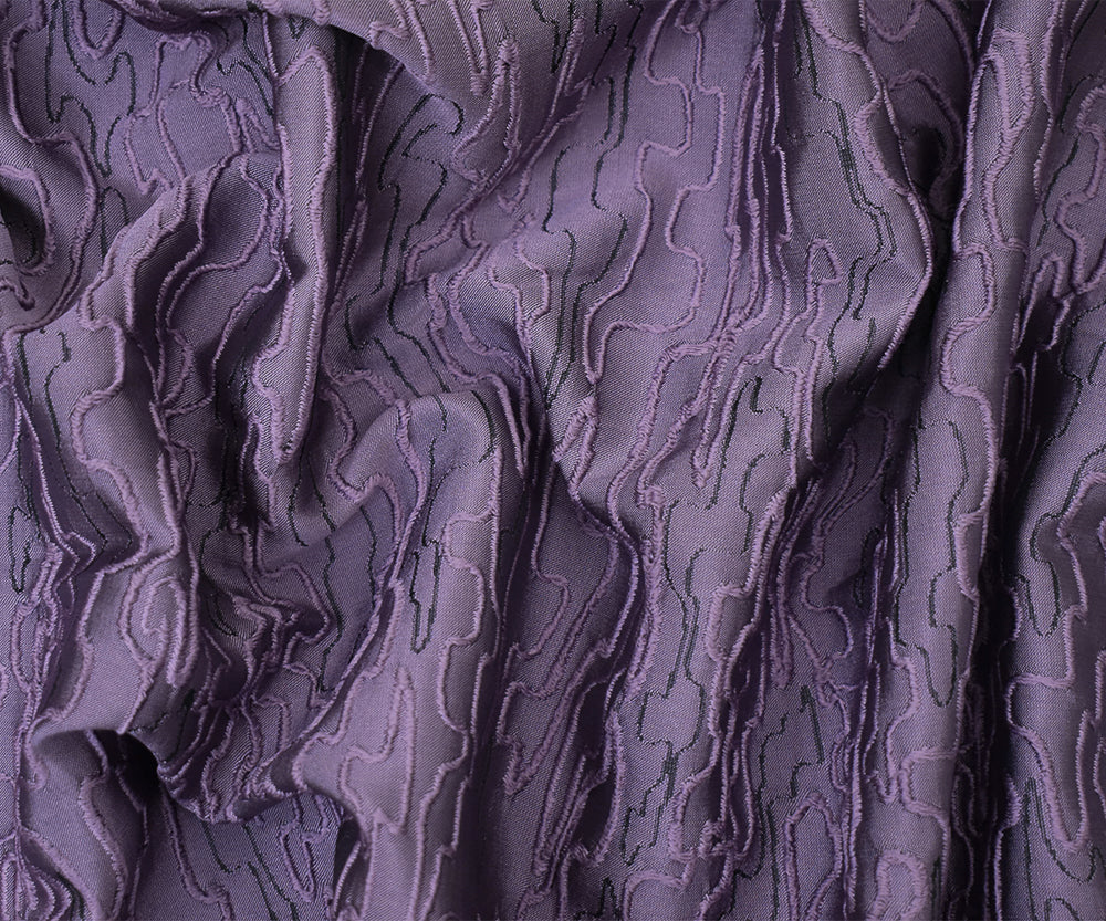 Purple-Black Polyester Abstract Embroidered Jacquard Woven Fabric - Image 2