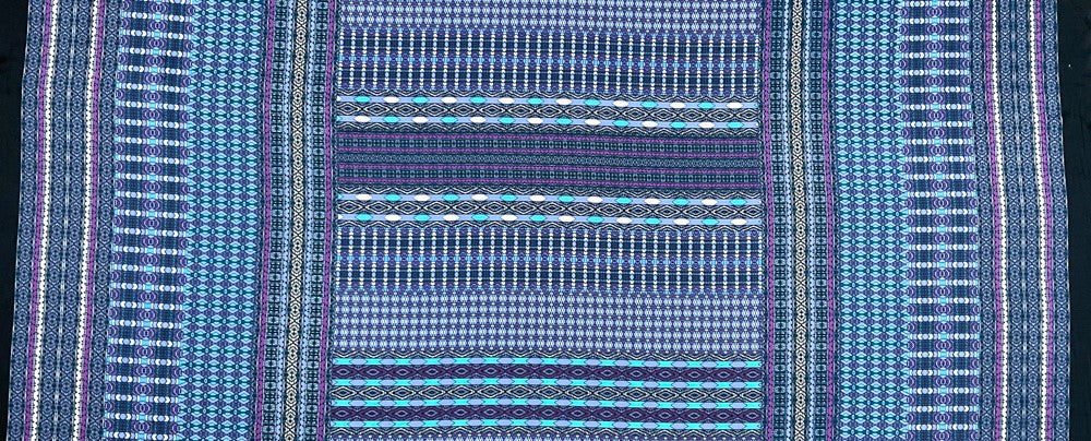 Purple-Inidigo-Multi Poly Aztec Border Printed Charmeuse Woven Fabric - Image 2