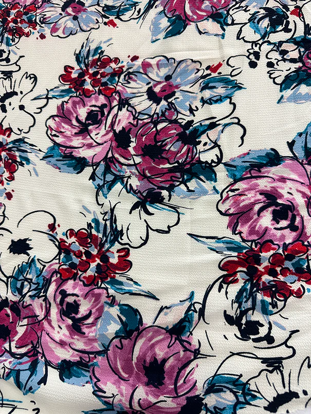 Purple Multi Floral Crepe Georgette Fabric - Image 3