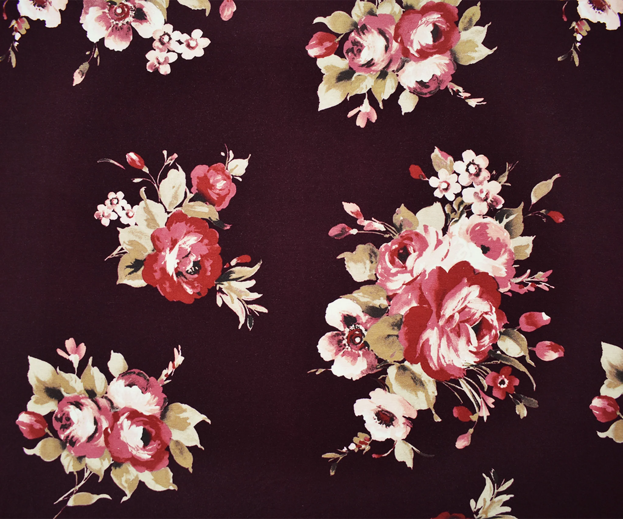 Purple-Multi Rayon Stretch Spandex Floral Printed Jersey Knit Fabric - Image 3