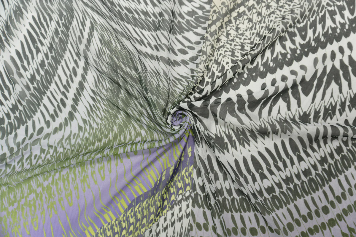 Purple-Multi Silk Abstract PANEL Printed Chiffon Woven Fabric - Image 3