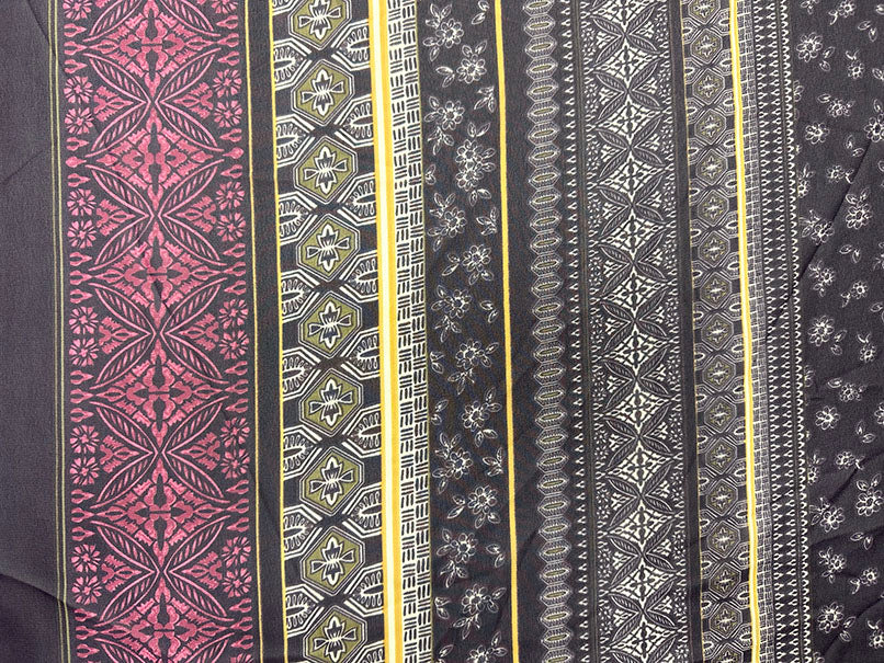 Purple Multi Stripe Poly Print Chiffon Fabric - Image 2