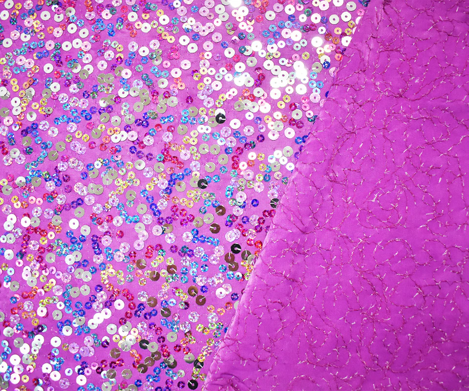 Purple-Pink-Multi Nylon Poly Sequined Stretch Spandex Knit Fabric - Image 2