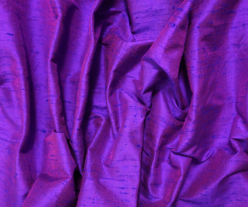 Purple-Pink Silk Slub Iridescent Dupioni Woven Fabric - Image 3