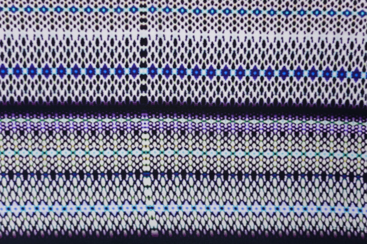 Purple Silk Abstract Stripe Printed Crepe De Chine Woven Fabric - Image 4