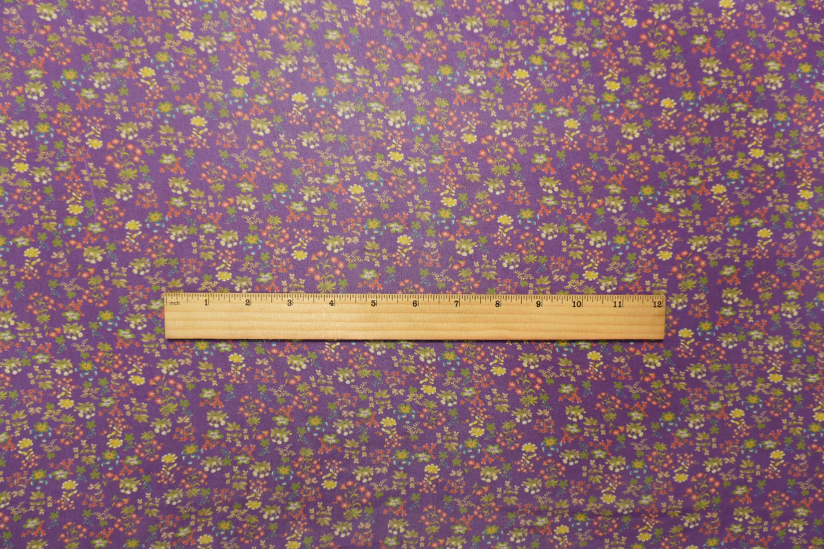 Purple Silk Floral Printed Chiffon Woven Fabric - Image 5