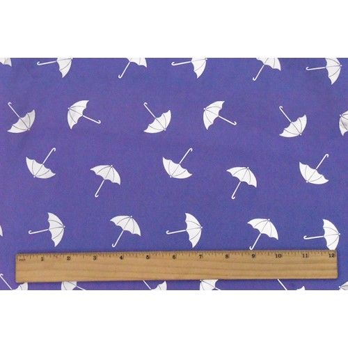 Purple/Silver Metallic Umbrella Foil Printed Chiffon Fabric - Image 2