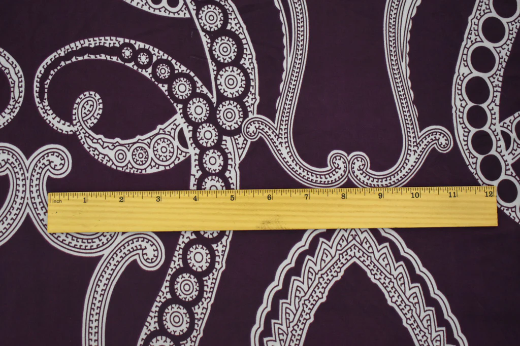 Purple-White Poly Stretch Spandex Baroque Printed Tricot Knit Fabric - Image 3