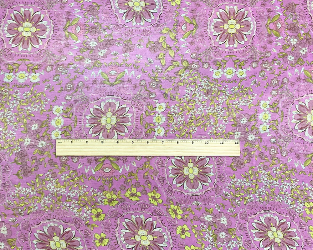 Purple-Yellow-Multi Poly Floral Printed Crinkle Yoryu Chiffon Woven Fabric - Image 4