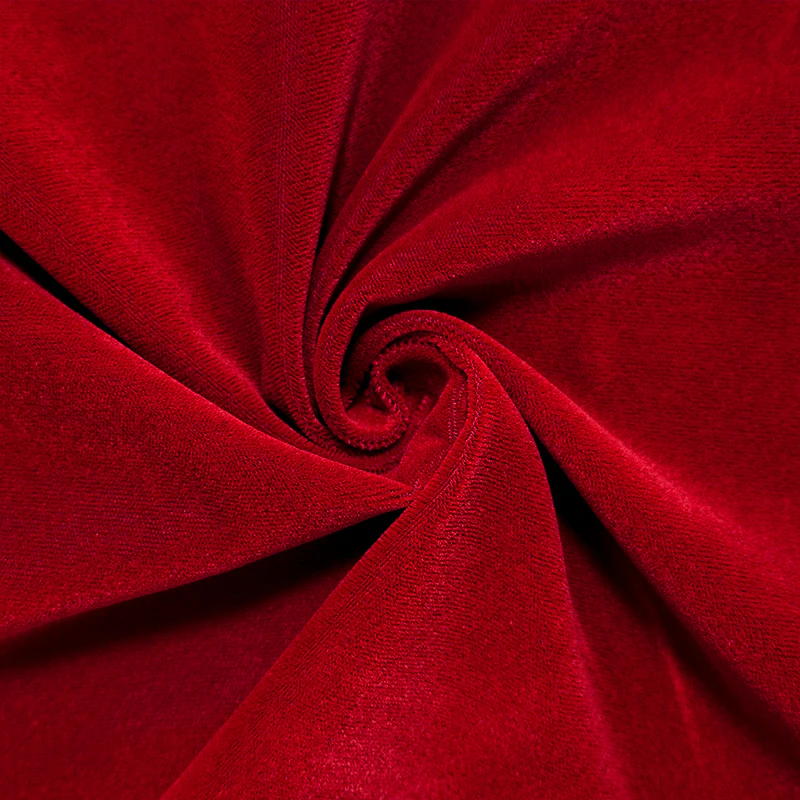Red Acetate-Nylon Royalty Velvet Woven Fabric