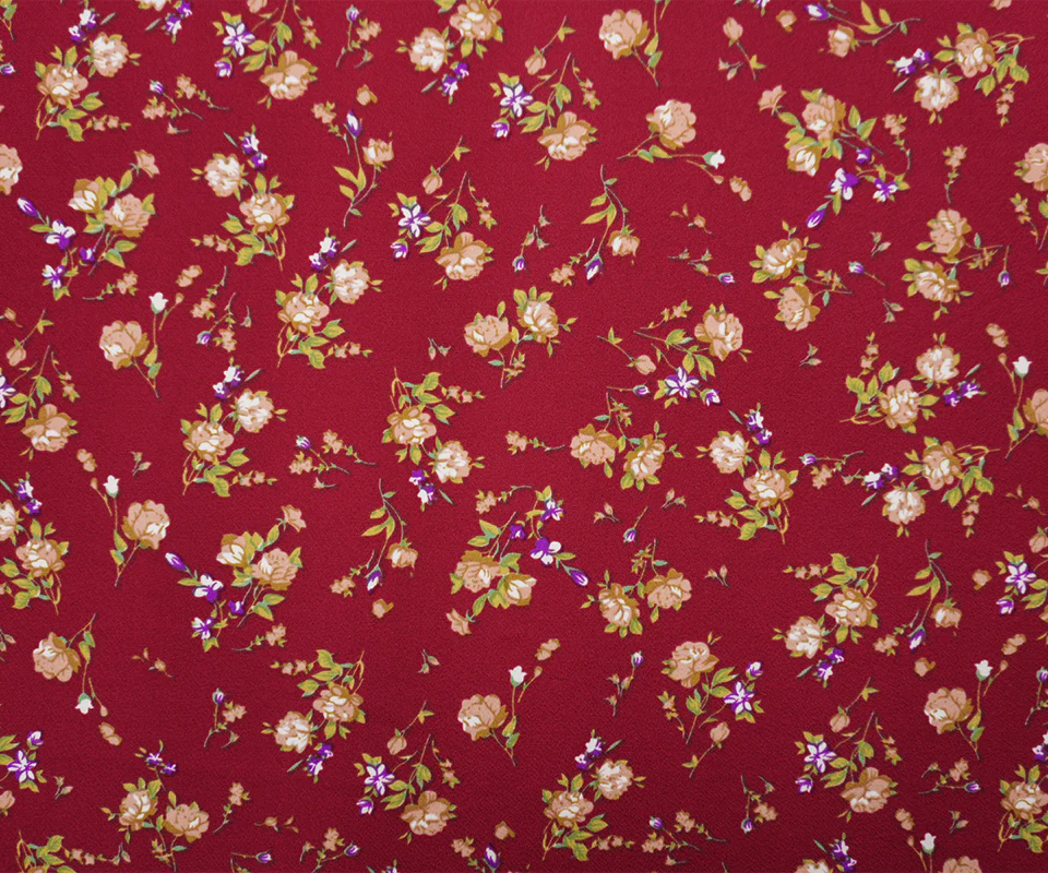 Red-Beige-Multi Poly Floral Print Liverpool Double Knit Fabric - Image 3