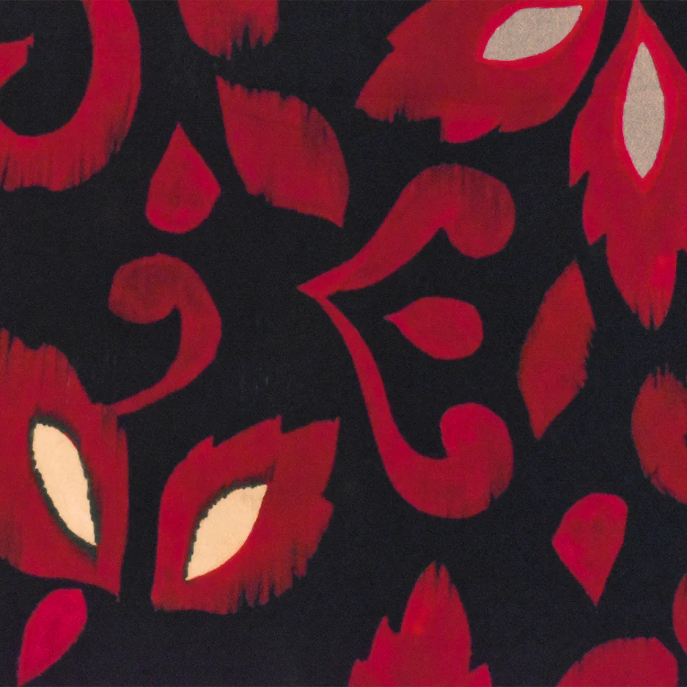 Red-Black Famous Designer Viscose Floral Printed Crepe Faille Fabric - Image 4