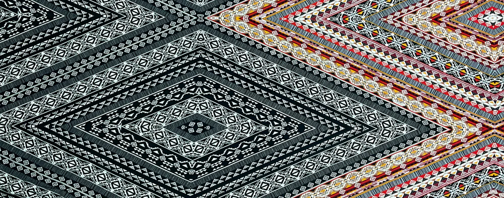 Red-Black-Multi Poly Aztec Printed Faille Woven Fabric - Image 2