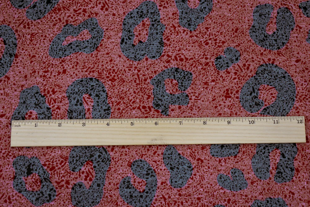 Red-Black-Multi Poly-Rayon Stretch Leopard Print Baby French Terry Knit - Image 3