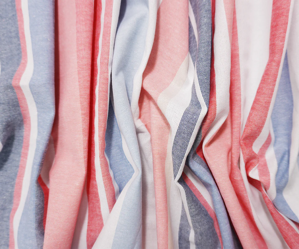 Red-Blue-White Famous Maker Cotton Stripe Woven Fabric - Image 3