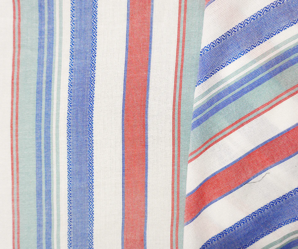 Red-Blue-White Famous Maker Rayon Stripe Dobby Woven Fabric - Image 2