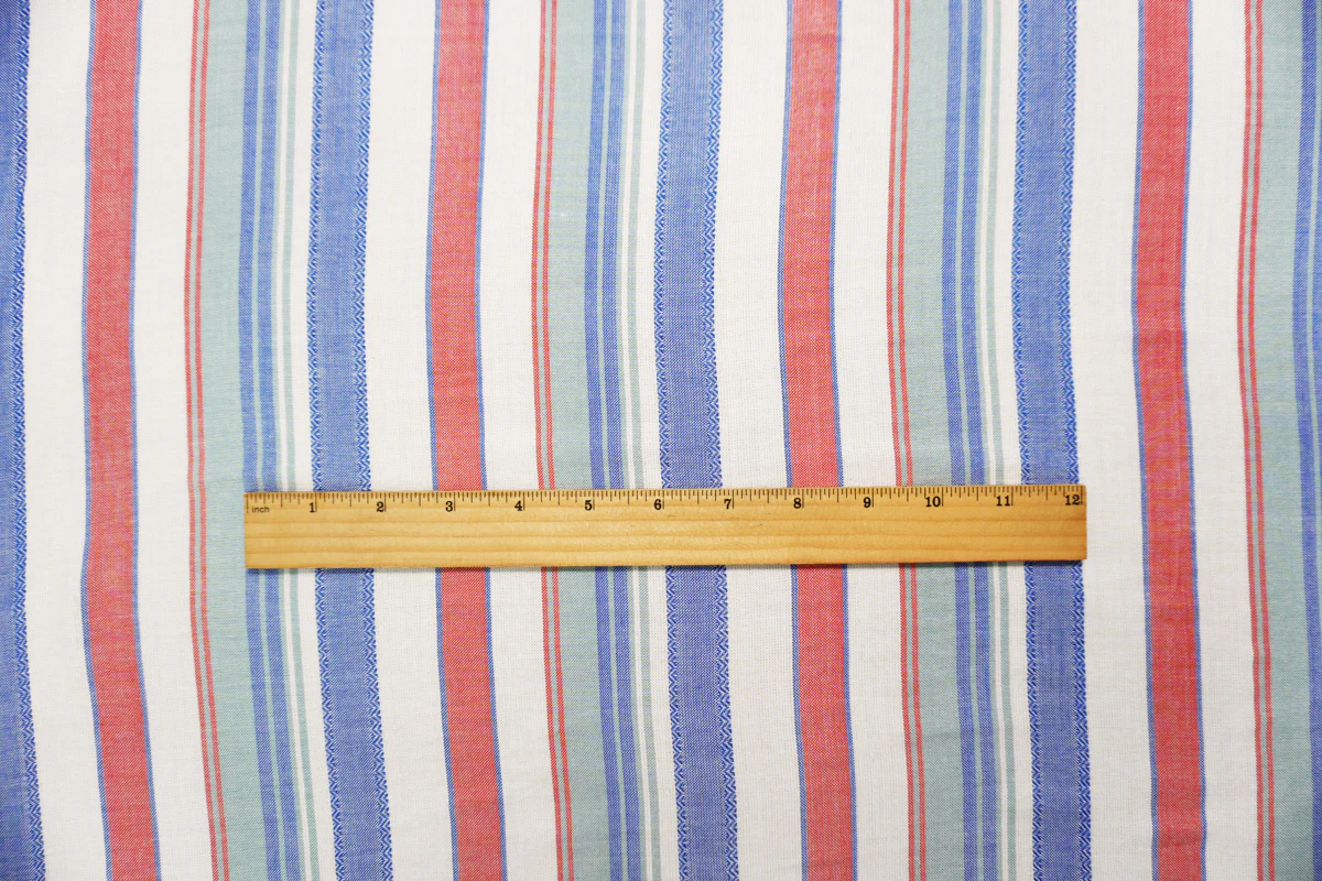 Red-Blue-White Famous Maker Rayon Stripe Dobby Woven Fabric - Image 5