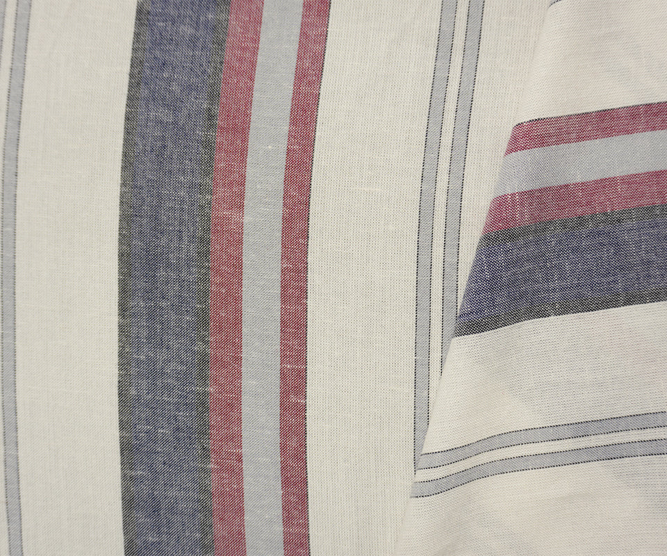 Red Famous Maker Rayon Linen Stripe Dobby Woven Fabric - Image 2