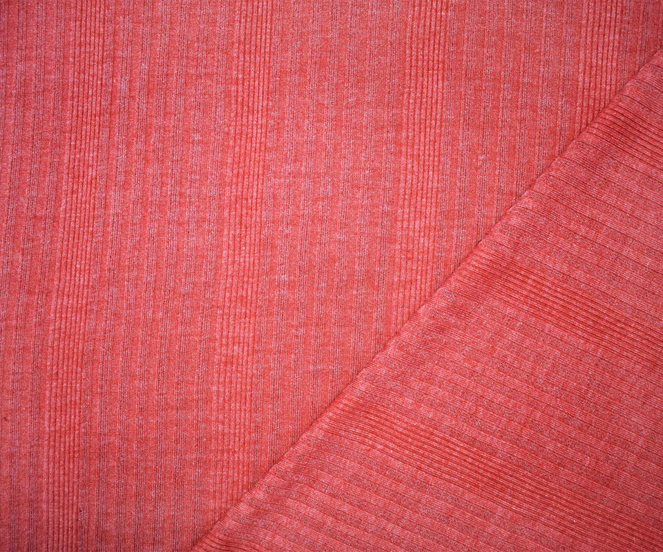 Red-Gray Poly Blend Stretch Irregular Diagnoal Rib Knit Fabric - Image 2