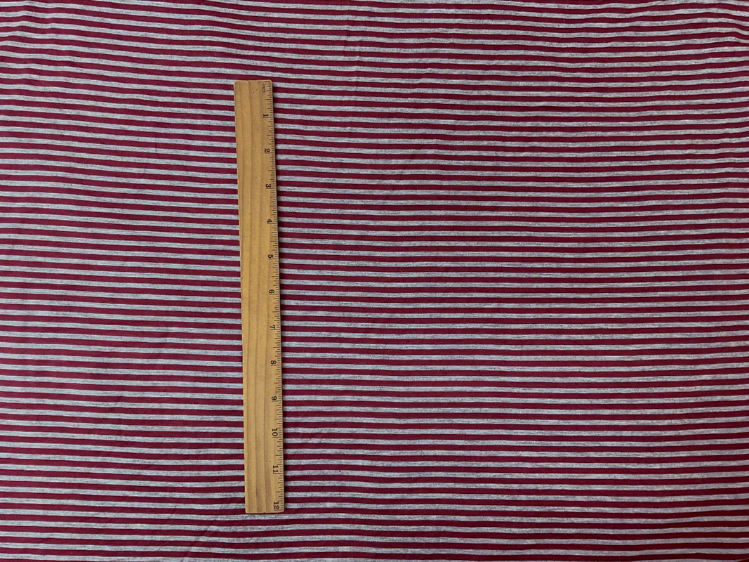 Red-Gray Rayon Spandex Stripe Jersey Knit Fabric - Image 3
