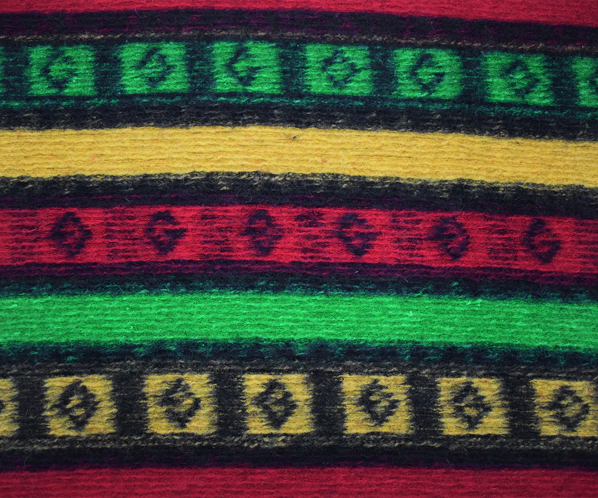Red-Green-Multi Italian Boiled Wool-Poly Aztec Stripe Knit Coating Fabric - Image 4