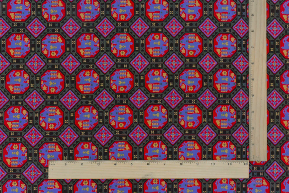 Red/Green/Multi Vintage 1950s Reindeer Print Shirting Fabric - Image 5