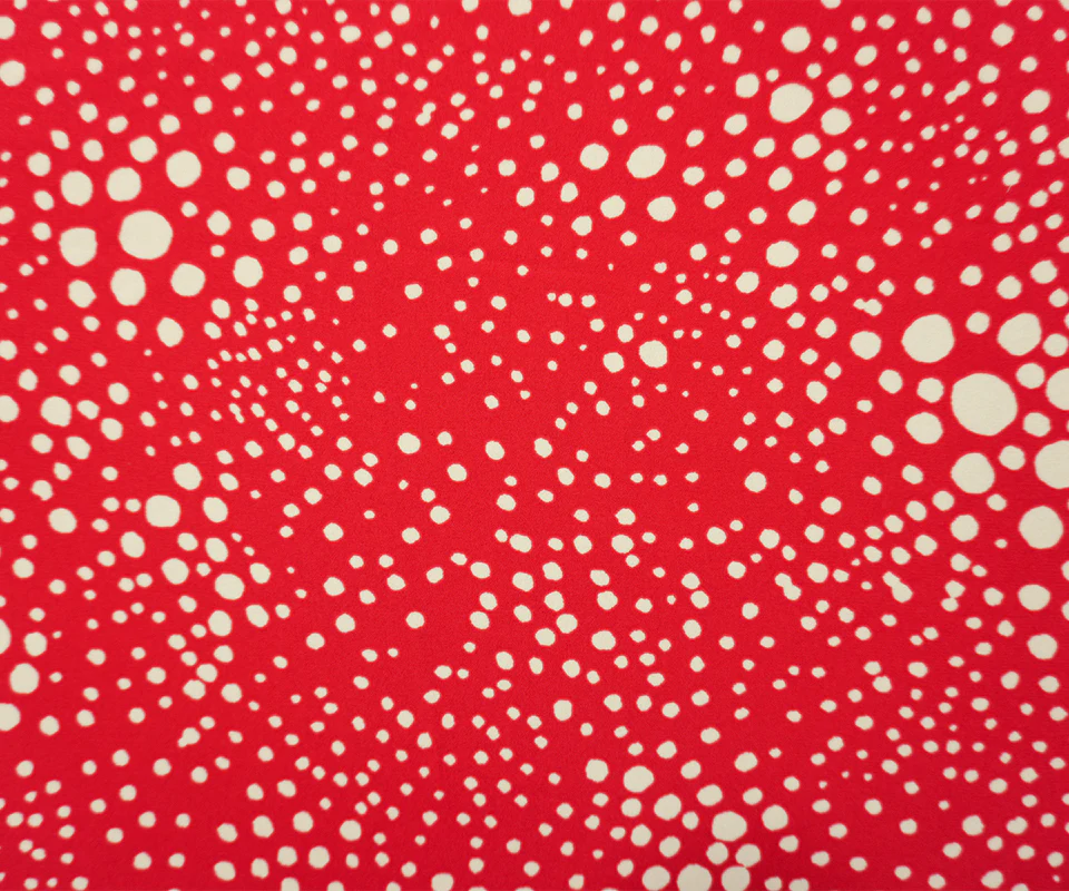 Red-Ivory Poly Dot Printed Georgette Woven Fabric - Image 4