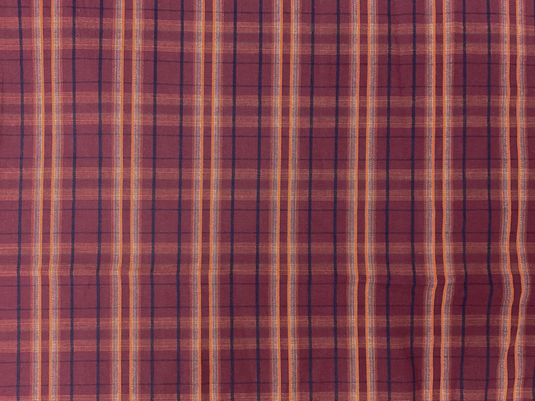 Red-Multi Cotton Spandex Plaid Madras Woven Fabric - Image 3