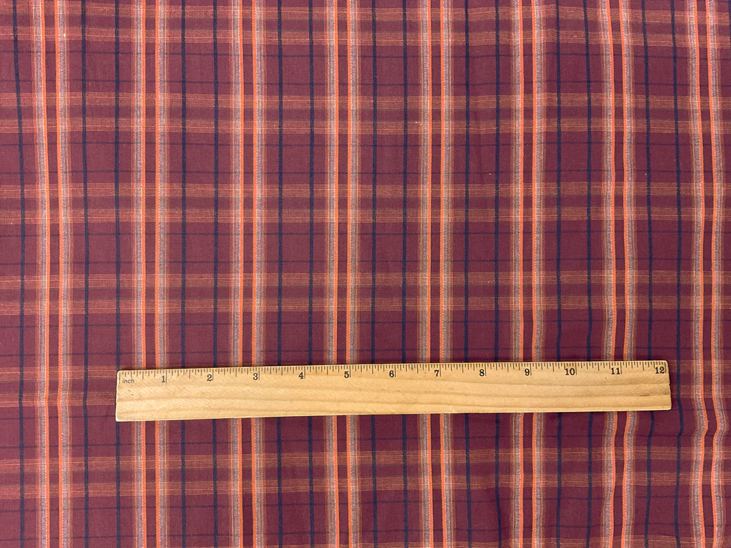 Red-Multi Cotton Spandex Plaid Madras Woven Fabric - Image 4