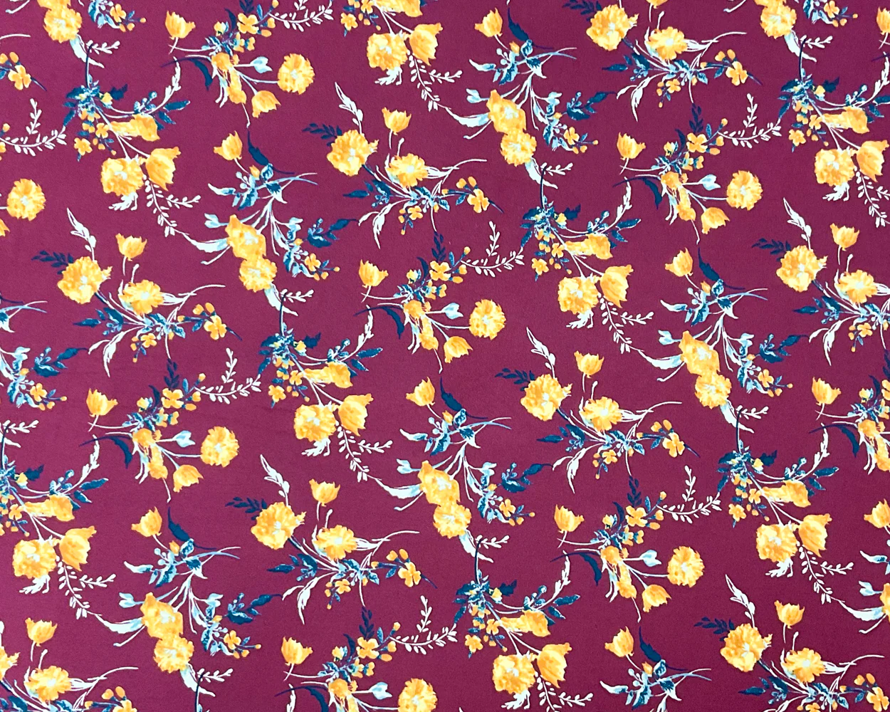 Red-Multi Poly Spandex Stretch Floral Print DB Jersey Knit Fabric - Image 3