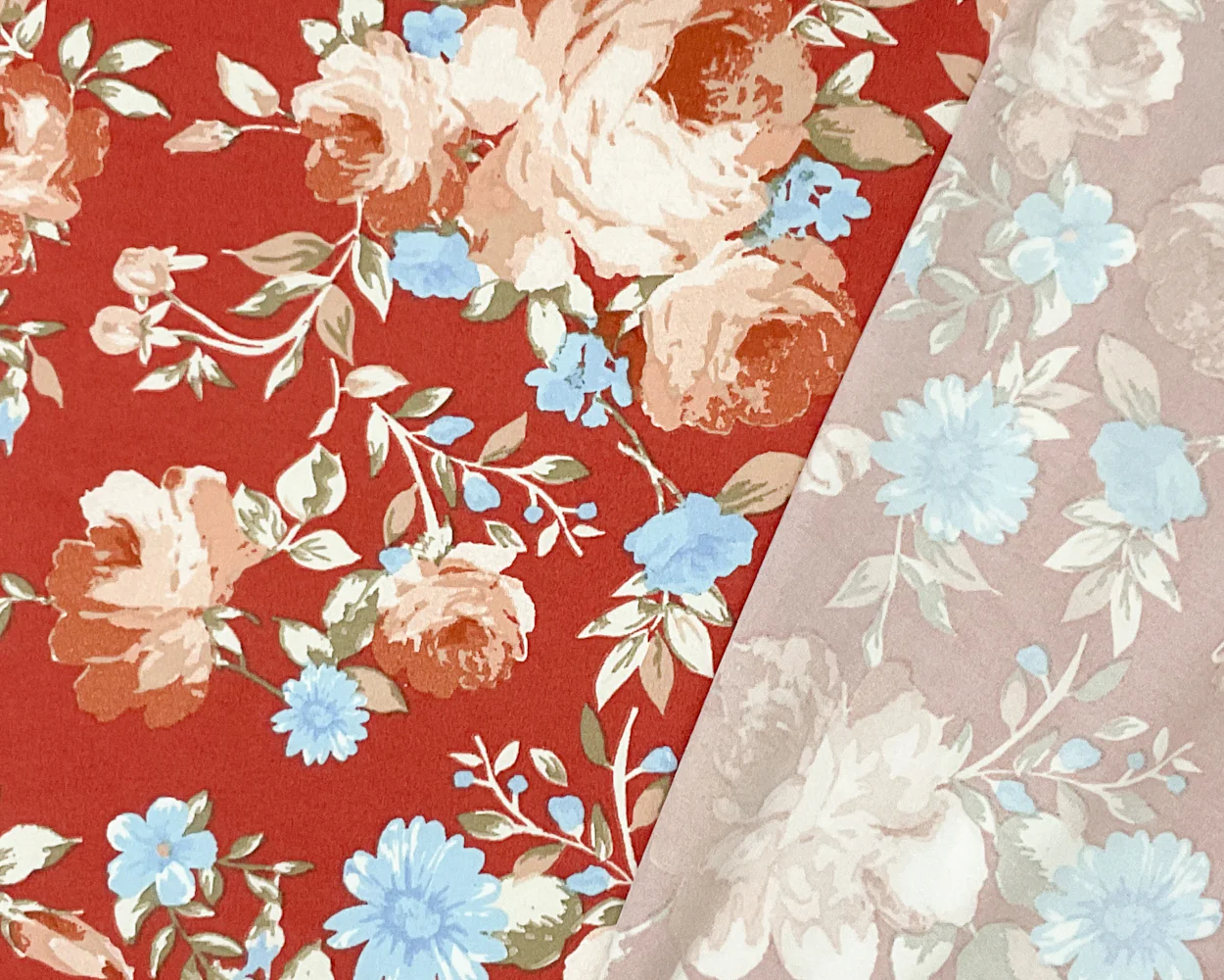 Red-Multi Poly Stretch Spandex Floral Print DB Jersey Knit Fabric - Image 2
