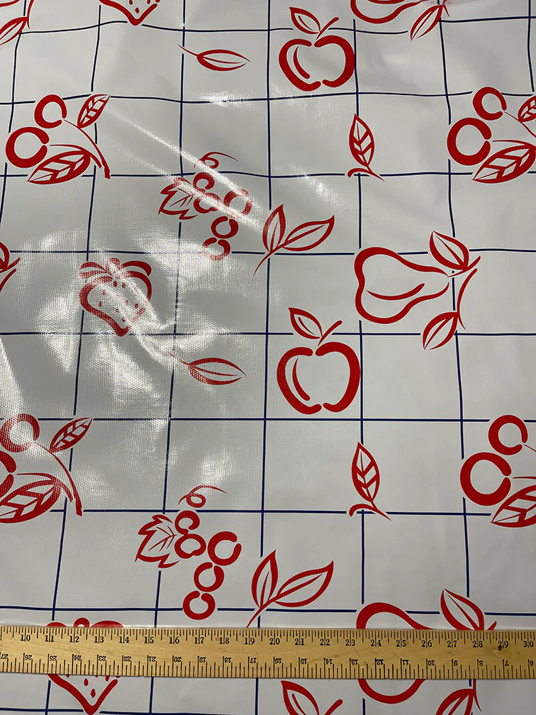 Red Navy Check Oilcloth Fabric - Reorderable - Image 2