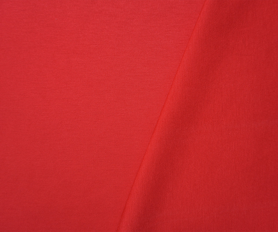 Red Nylon Blend Stretch Solid Ponte De Roma Double Knit Fabric - Image 2