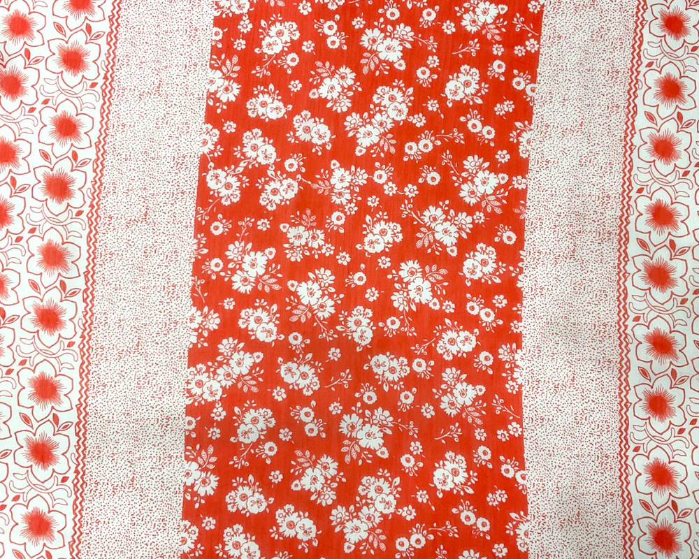 Red Orange Poly Floral Printed Crinkle Yoryu Chiffon Woven Fabric - Image 3