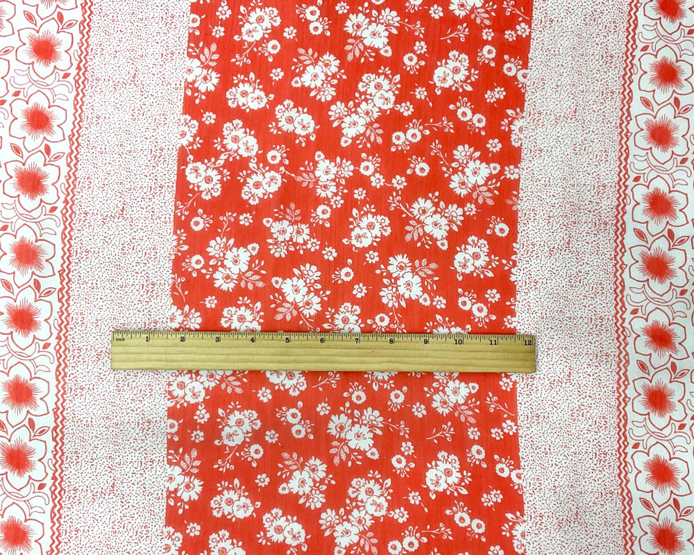 Red Orange Poly Floral Printed Crinkle Yoryu Chiffon Woven Fabric - Image 4
