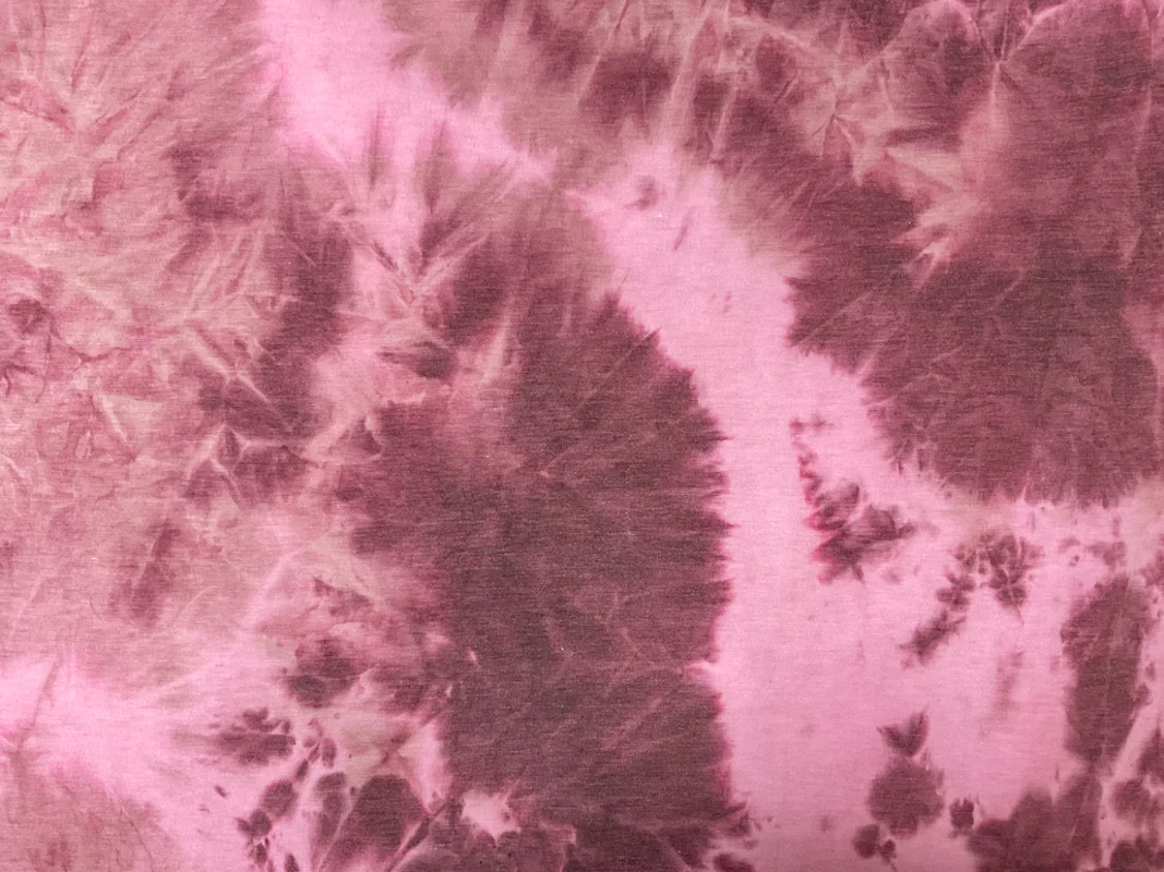 Red-Pink Poly Rayon Stretch Tie Dye Fleece Knit Fabric - Image 2