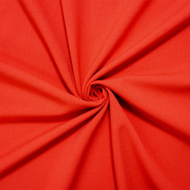 Red Poly Rayon Spandex Stretch Solid Woven Suiting Fabric