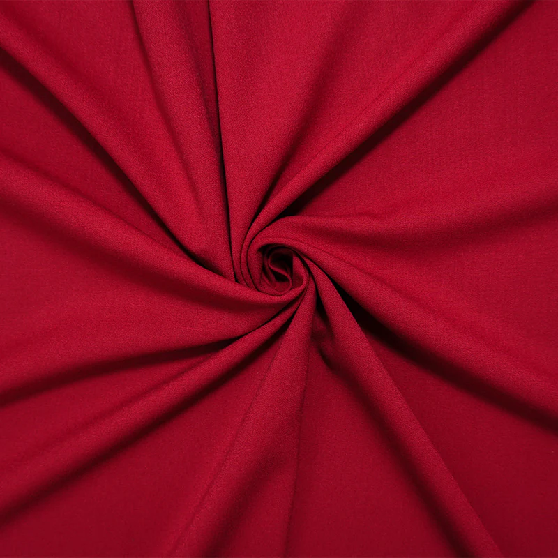 Red Poly Rayon Spandex Stretch Solid Woven Suiting Fabric