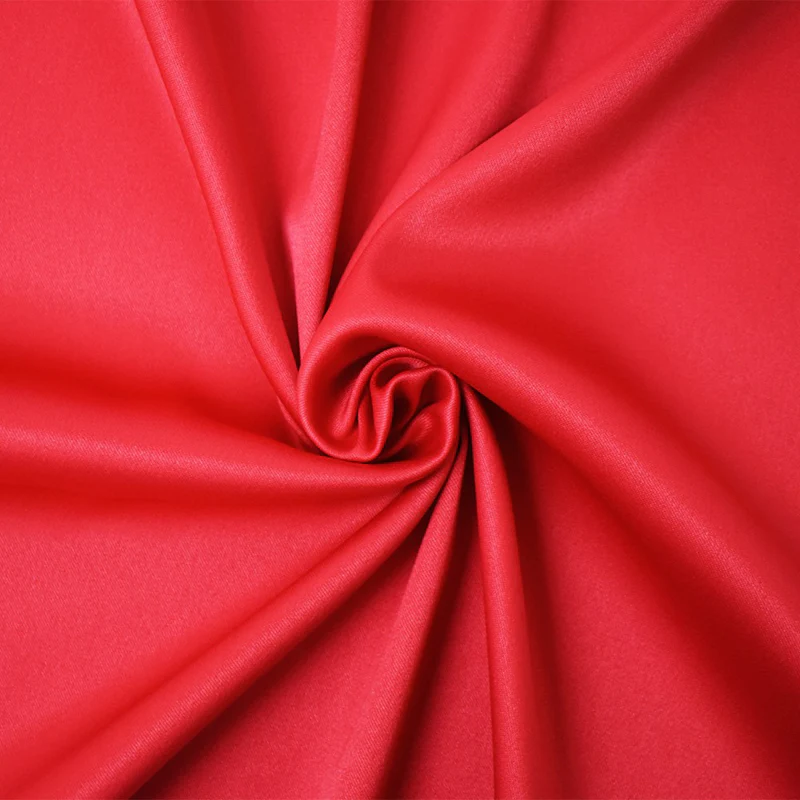 Red Poly Spandex Stretch Solid Stretch Lamour Woven Fabric