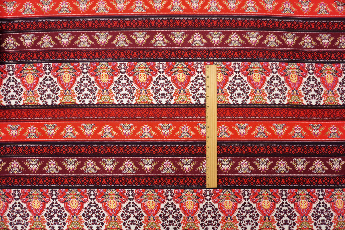 Red-Purple-Multi Poly Boho Print Liverpool Double Knit Fabric - Image 4